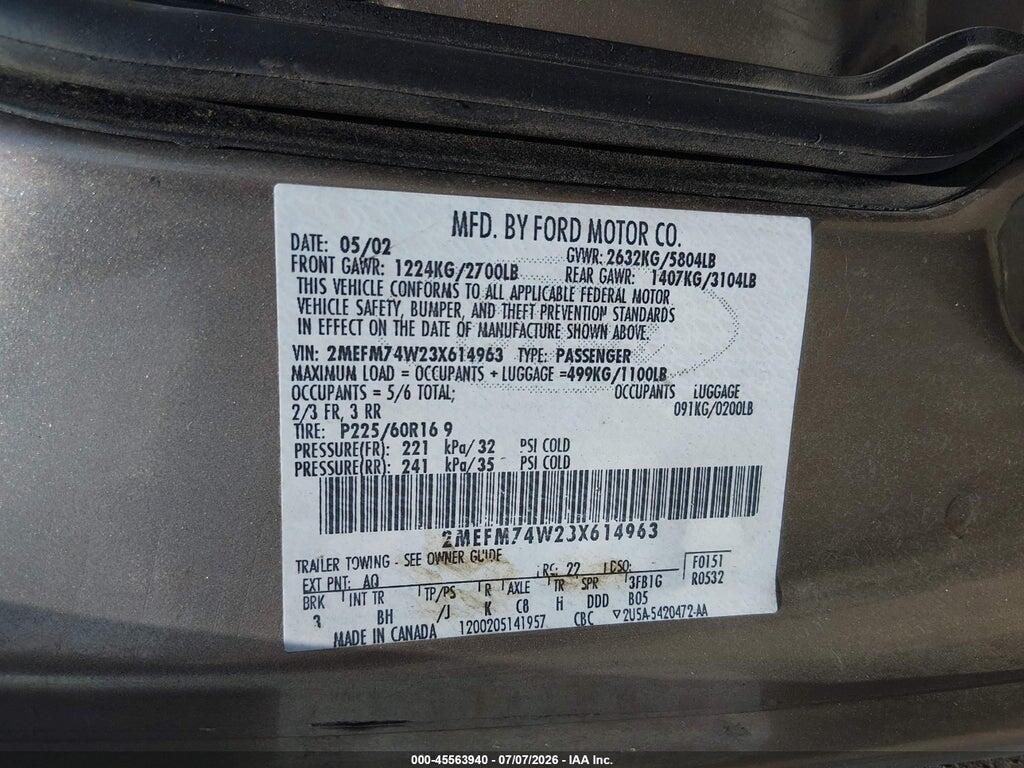 2MEFM74W23X614963 2003 MERCURY GRAND MARQUIS photo no. 9