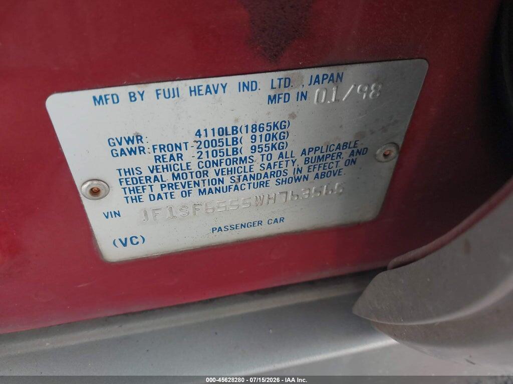 JF1SF6555WH763565 1998 SUBARU FORESTER photo no. 9