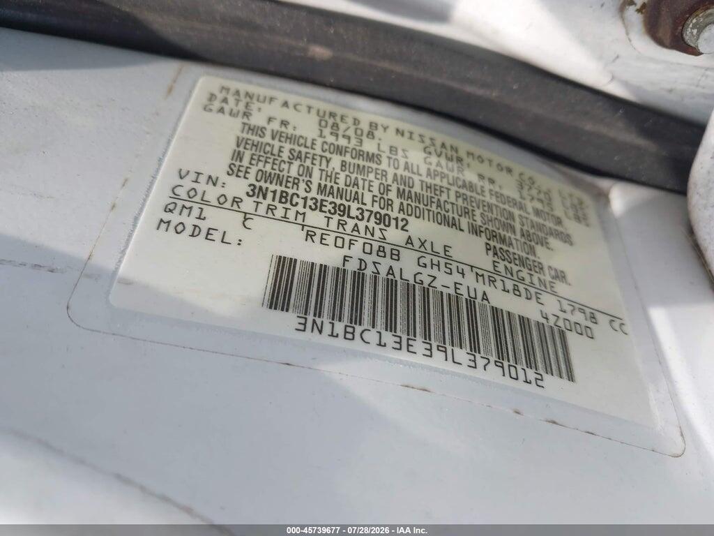 3N1BC13E39L379012 2009 NISSAN VERSA photo no. 9