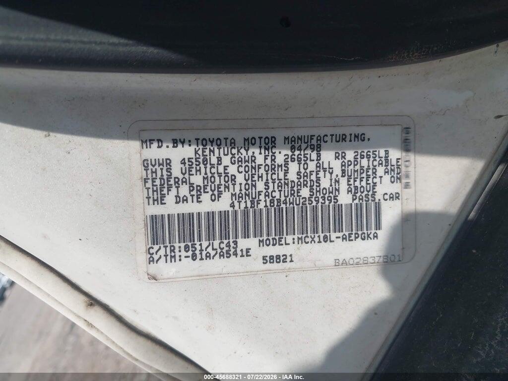 4T1BF18B4WU259395 1998 TOYOTA AVALON photo no. 9