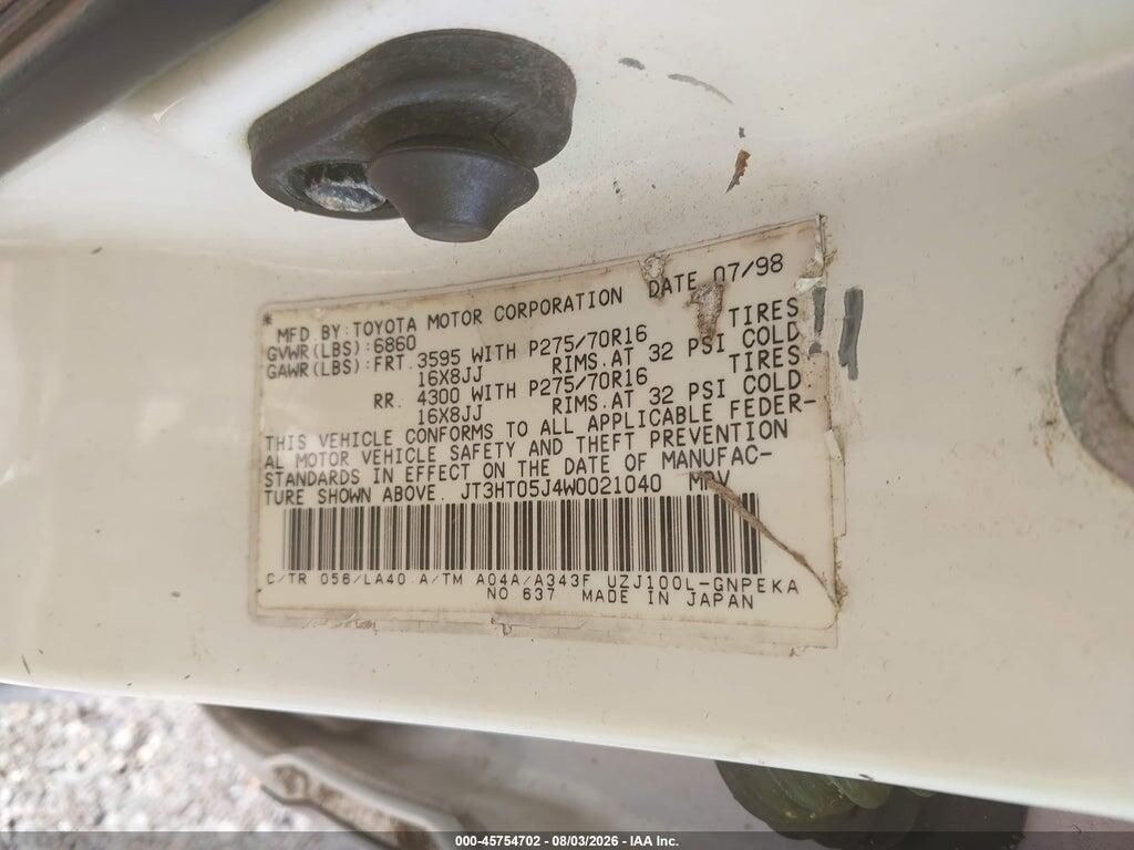 JT3HT05J4W0021040 1998 TOYOTA LAND CRUISER photo no. 9