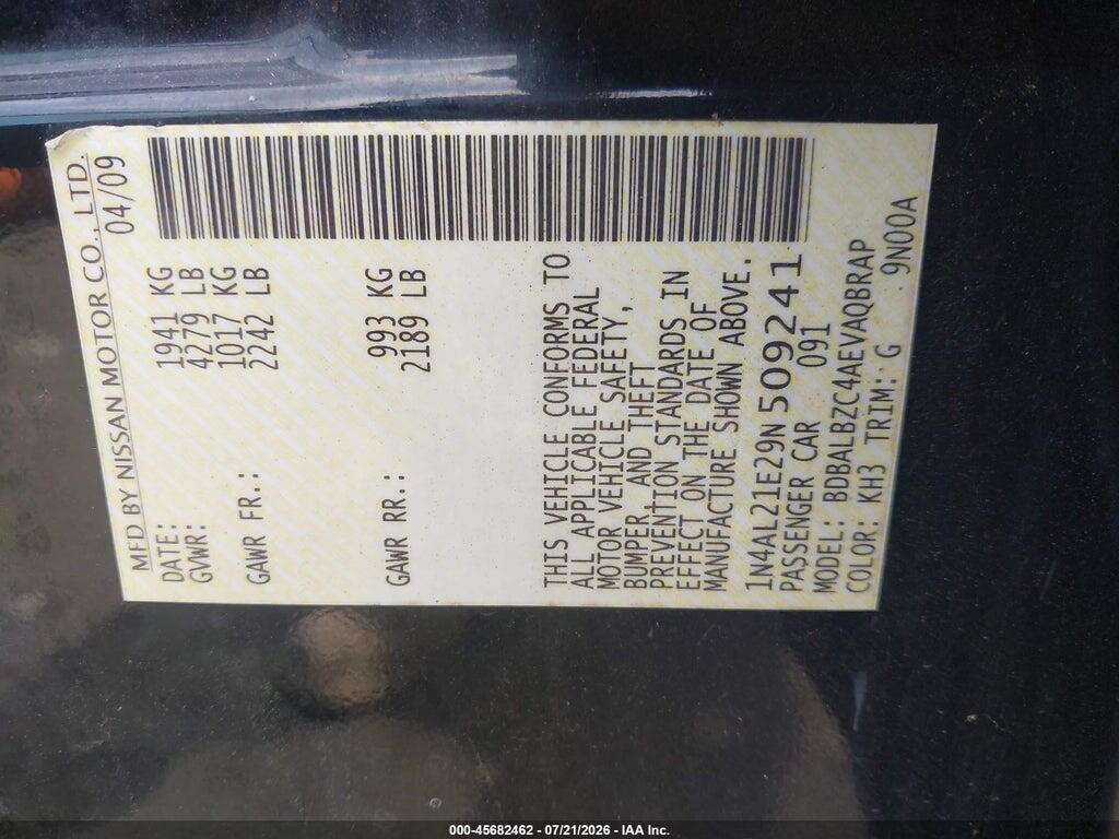 1N4AL21E29N509241 2009 NISSAN ALTIMA photo no. 9