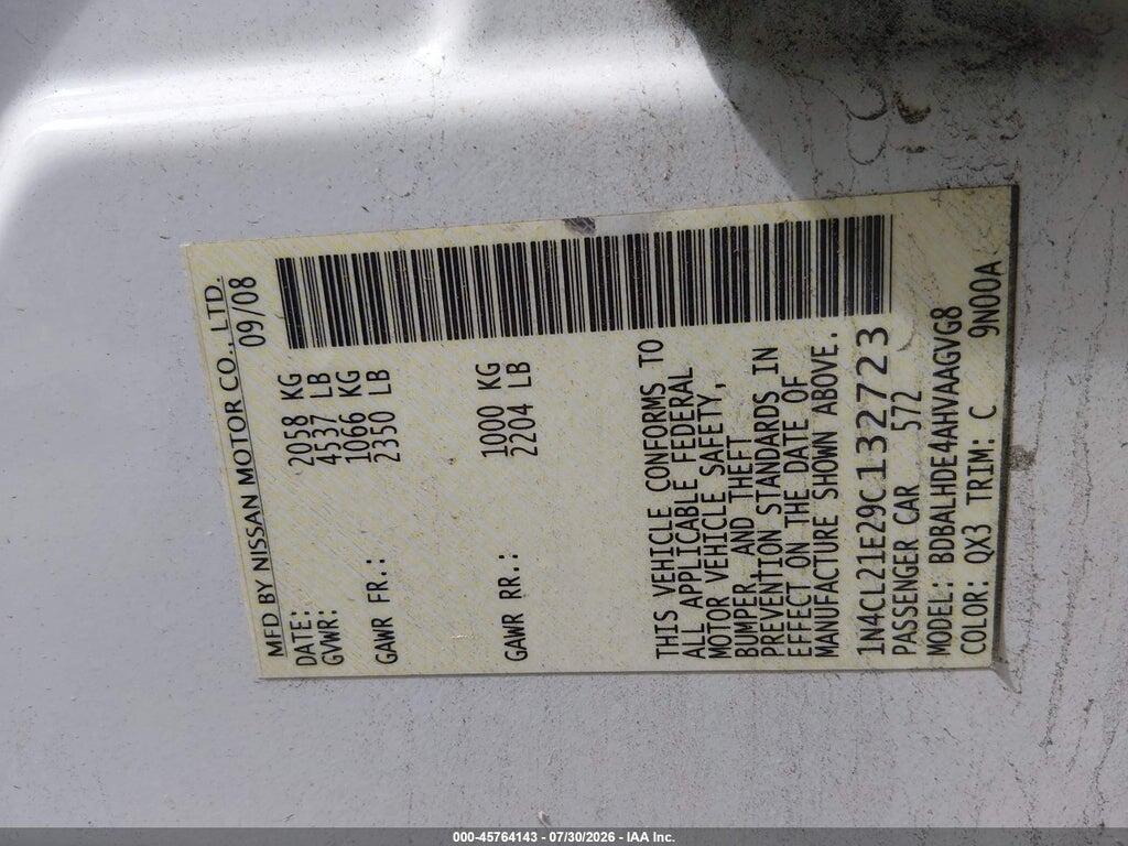 1N4CL21E29C132723 2009 NISSAN ALTIMA HYBRID photo no. 9