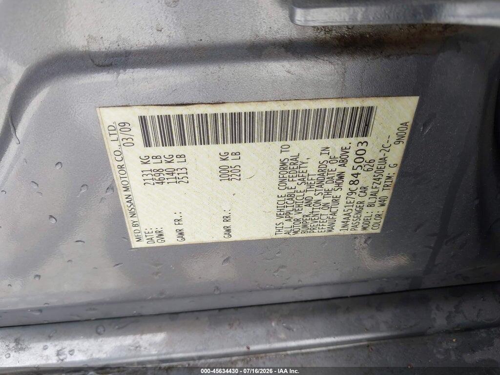 1N4AA51E79C845003 2009 NISSAN MAXIMA photo no. 9