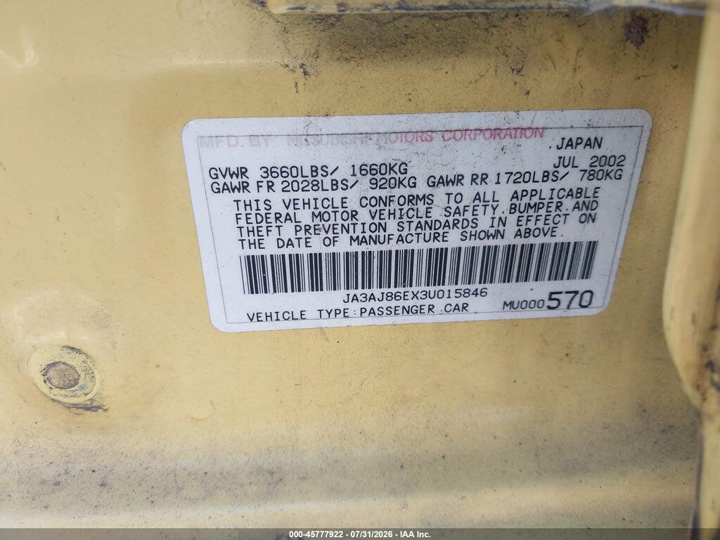 JA3AJ86EX3U015846 2003 MITSUBISHI LANCER photo no. 9