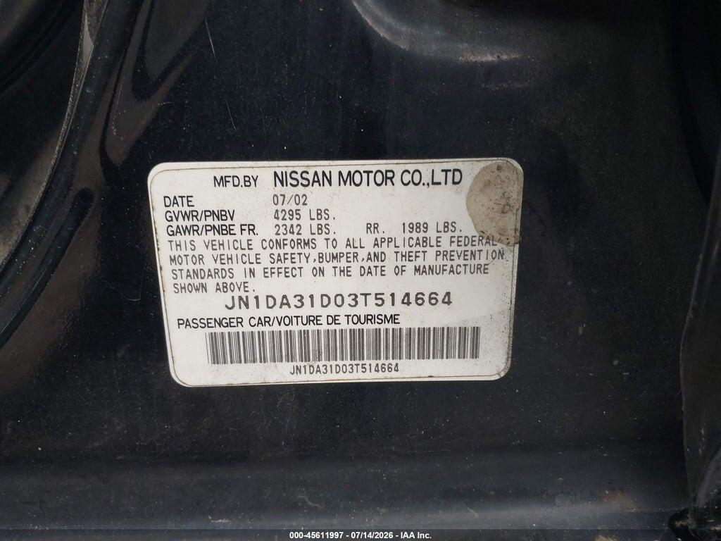JN1DA31D03T514664 2003 NISSAN MAXIMA photo no. 9