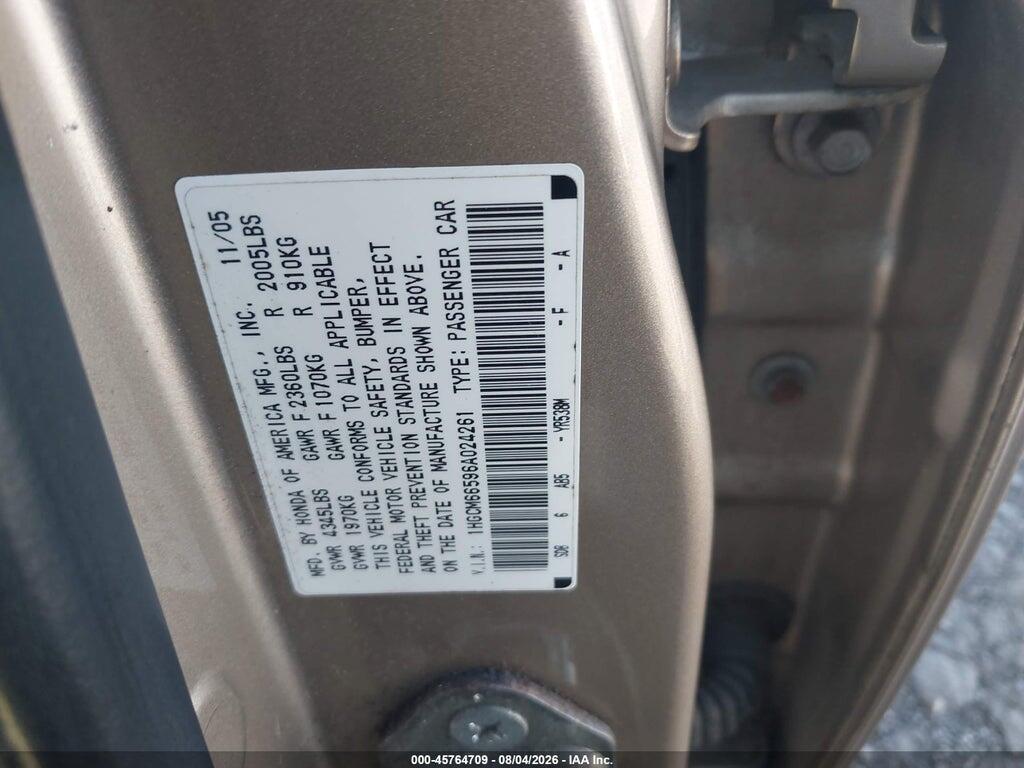 1HGCM66596A024261 2006 HONDA ACCORD photo no. 9