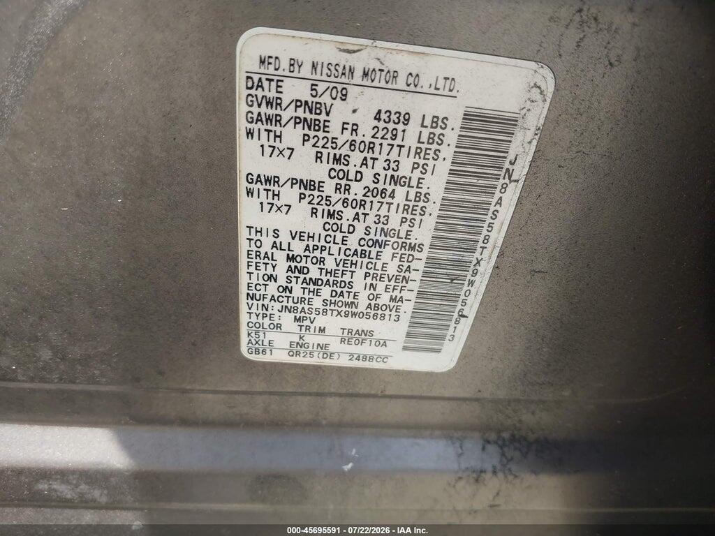 JN8AS58TX9W056813 2009 NISSAN ROGUE photo no. 9