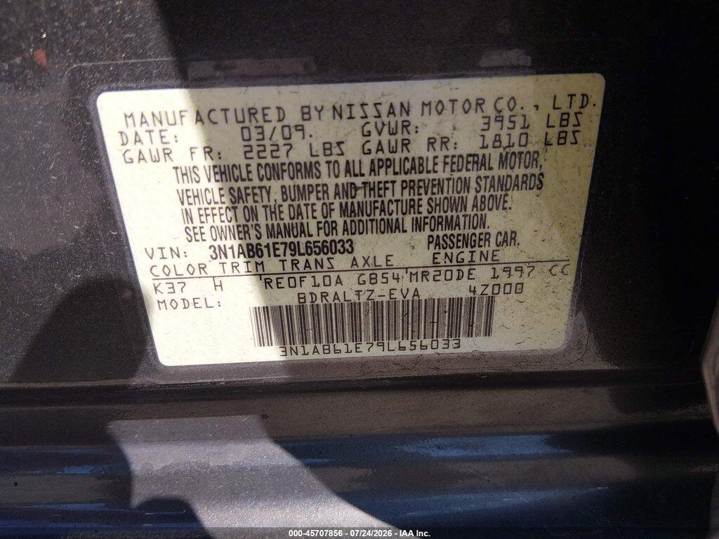 3N1AB61E79L656033 2009 NISSAN SENTRA photo no. 9