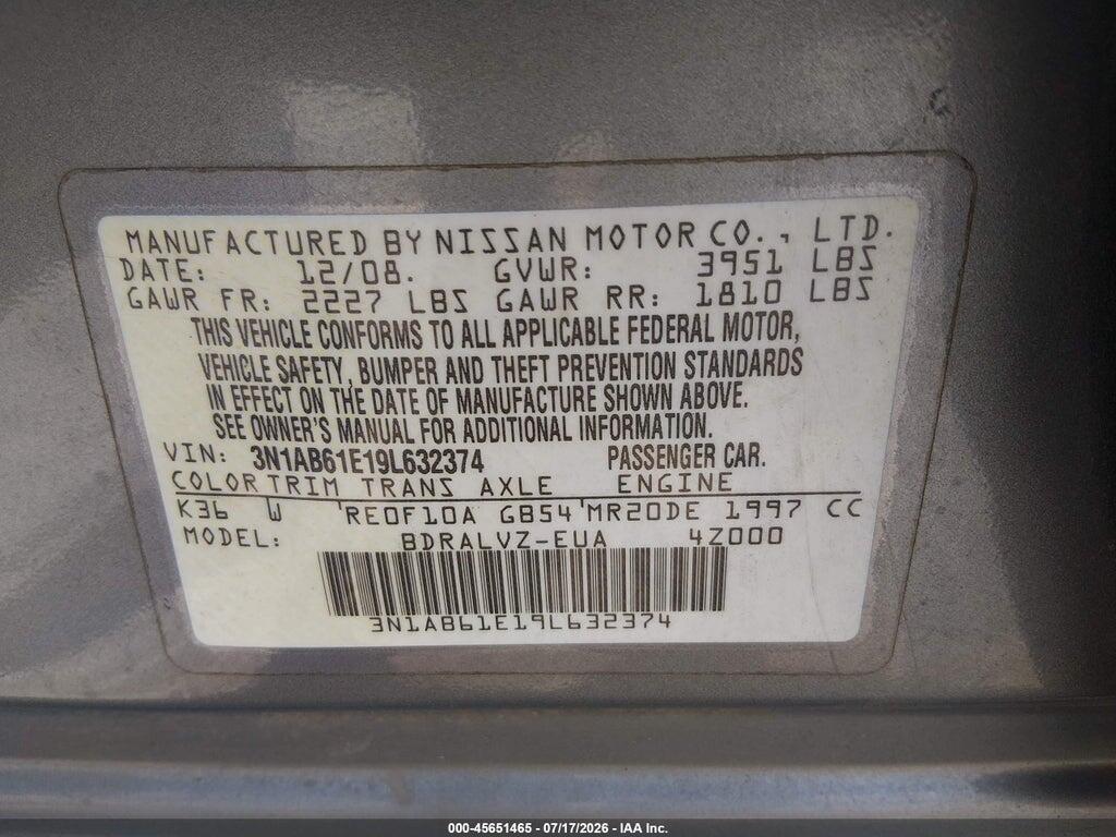 3N1AB61E19L632374 2009 NISSAN SENTRA photo no. 9