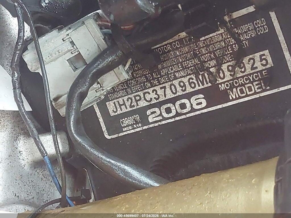 JH2PC37096M309925 2006 HONDA CBR600 photo no. 10