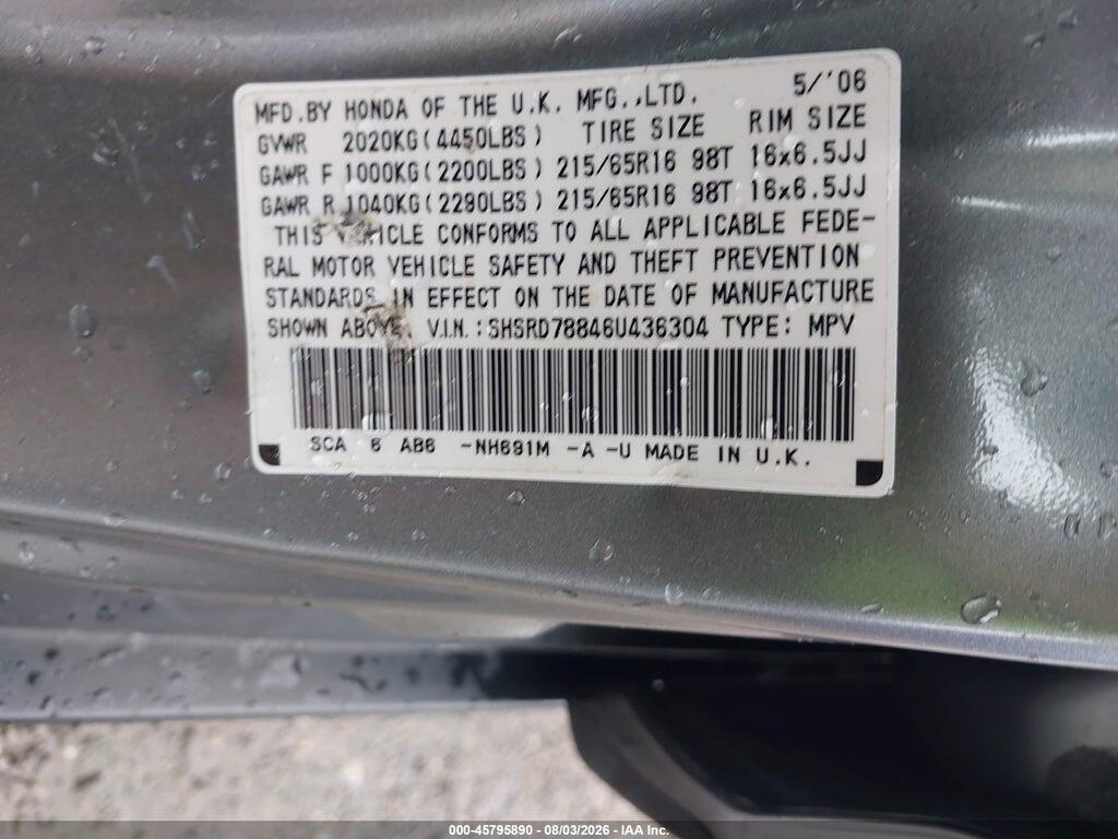 SHSRD78846U436304 2006 HONDA CR-V photo no. 9