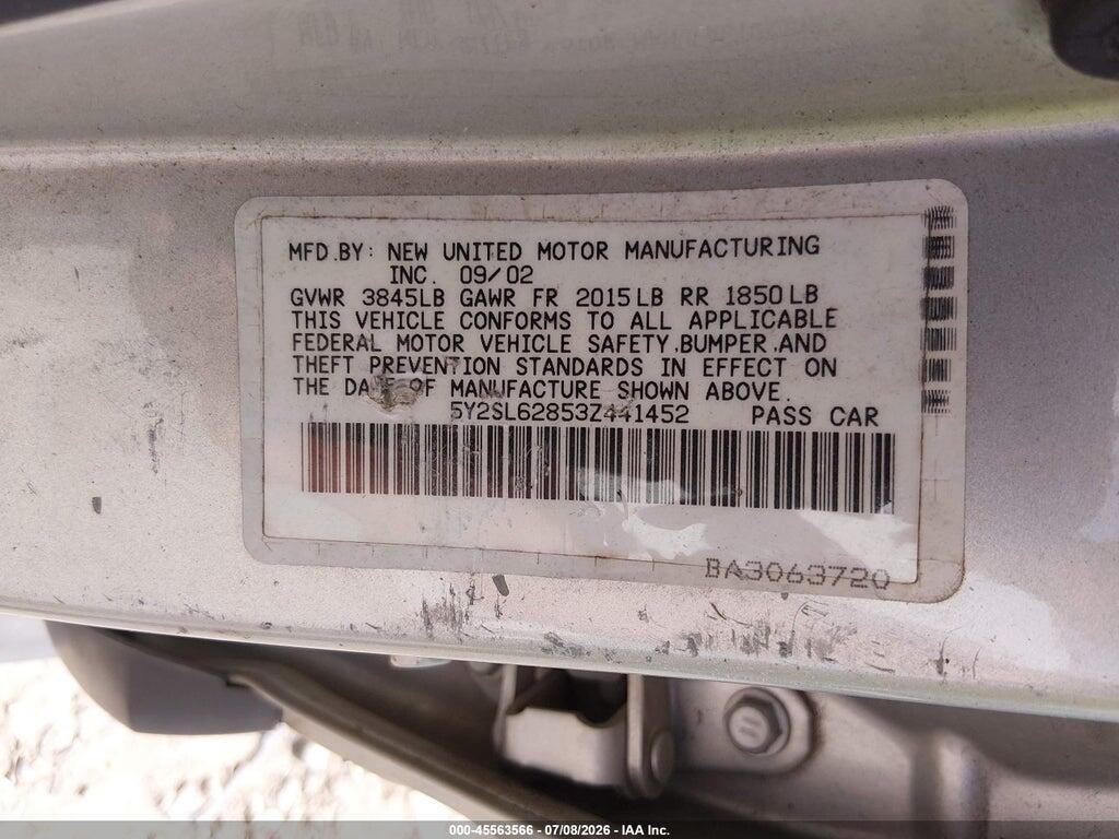 5Y2SL62853Z441452 2003 PONTIAC VIBE photo no. 9