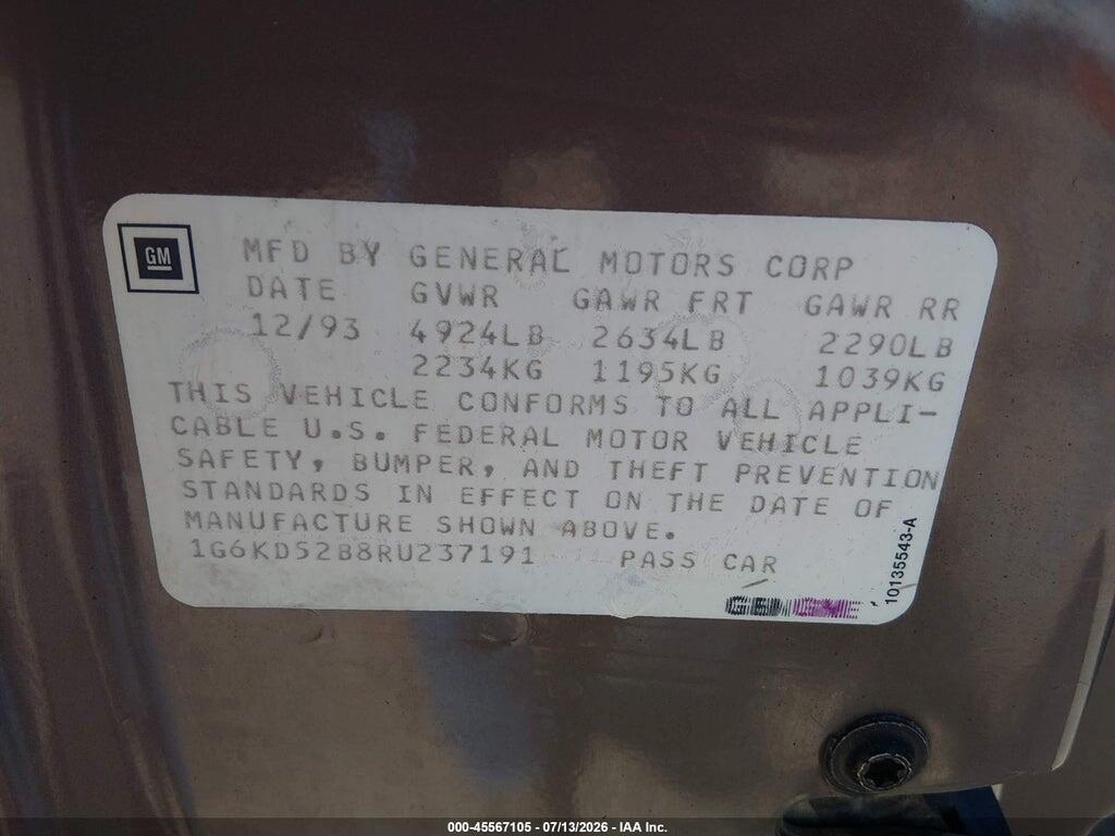 1G6KD52B8RU237191 1994 CADILLAC DEVILLE photo no. 9