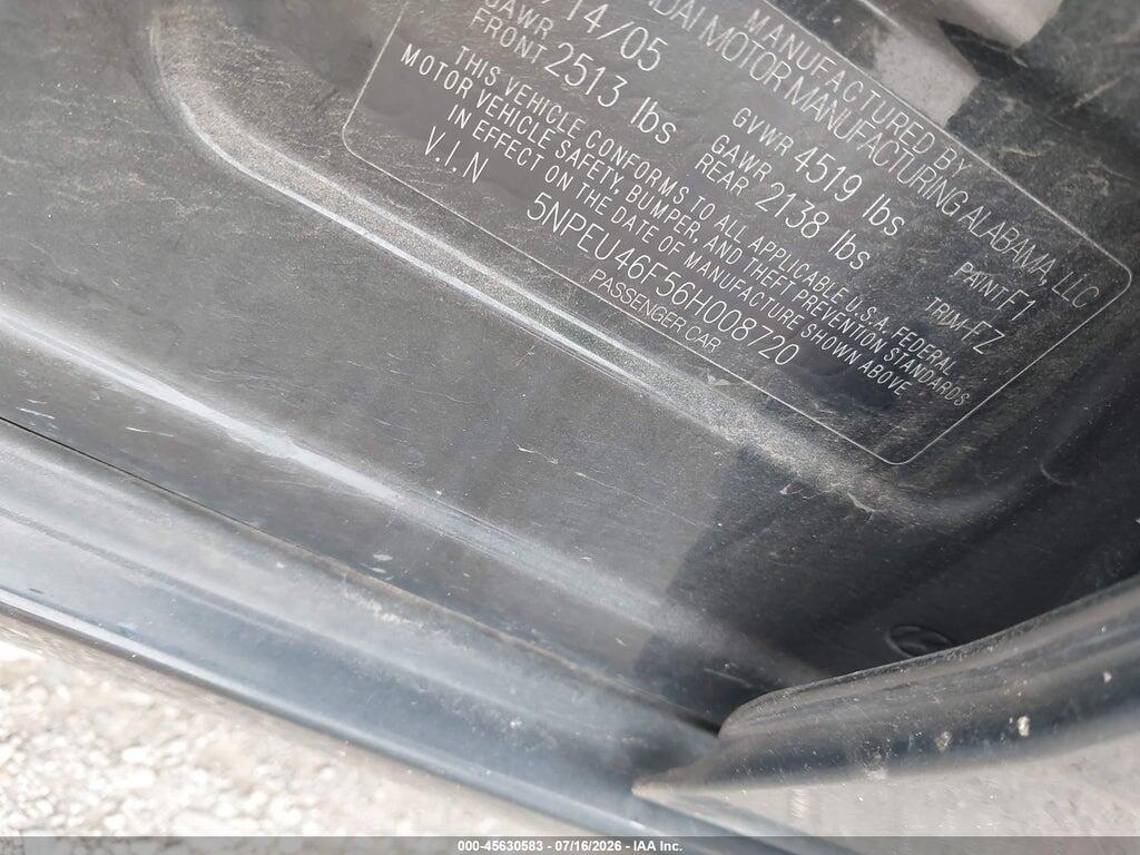 5NPEU46F56H008720 2006 HYUNDAI SONATA photo no. 9