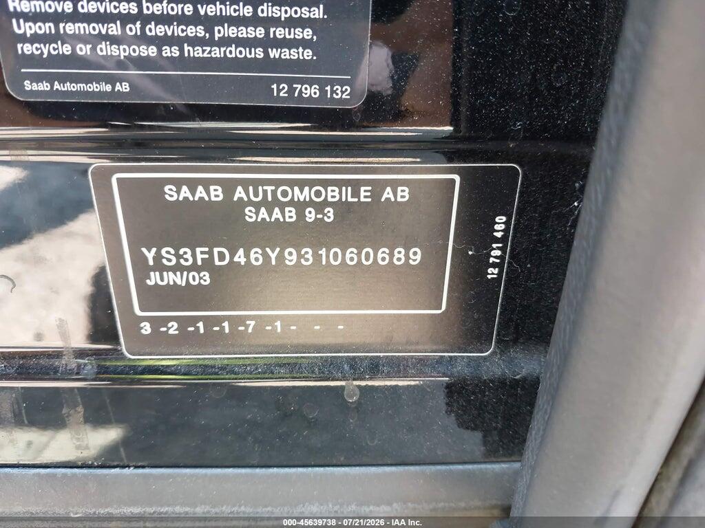 YS3FD46Y931060689 2003 SAAB 9-3 photo no. 9