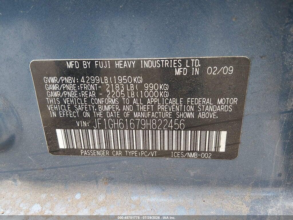 JF1GH61679H822456 2009 SUBARU IMPREZA photo no. 9