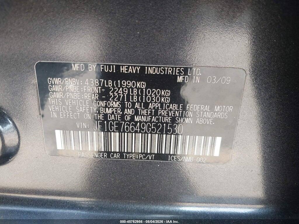 JF1GE76649G521530 2009 SUBARU IMPREZA photo no. 9
