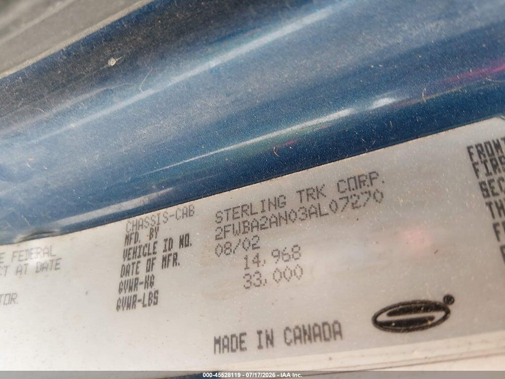 2FWBA2AN03AL07270 2003 STERLING TRUCK A photo no. 8