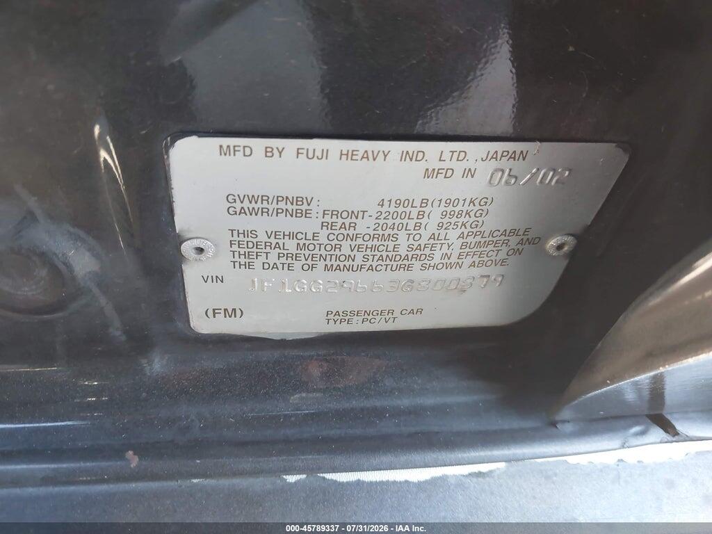 JF1GG29663G800879 2003 SUBARU IMPREZA photo no. 9