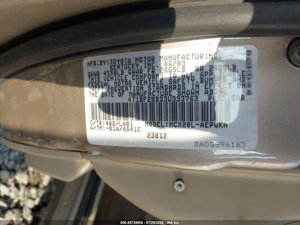 4T1BF28B33U333763 2003 TOYOTA AVALON photo no. 9