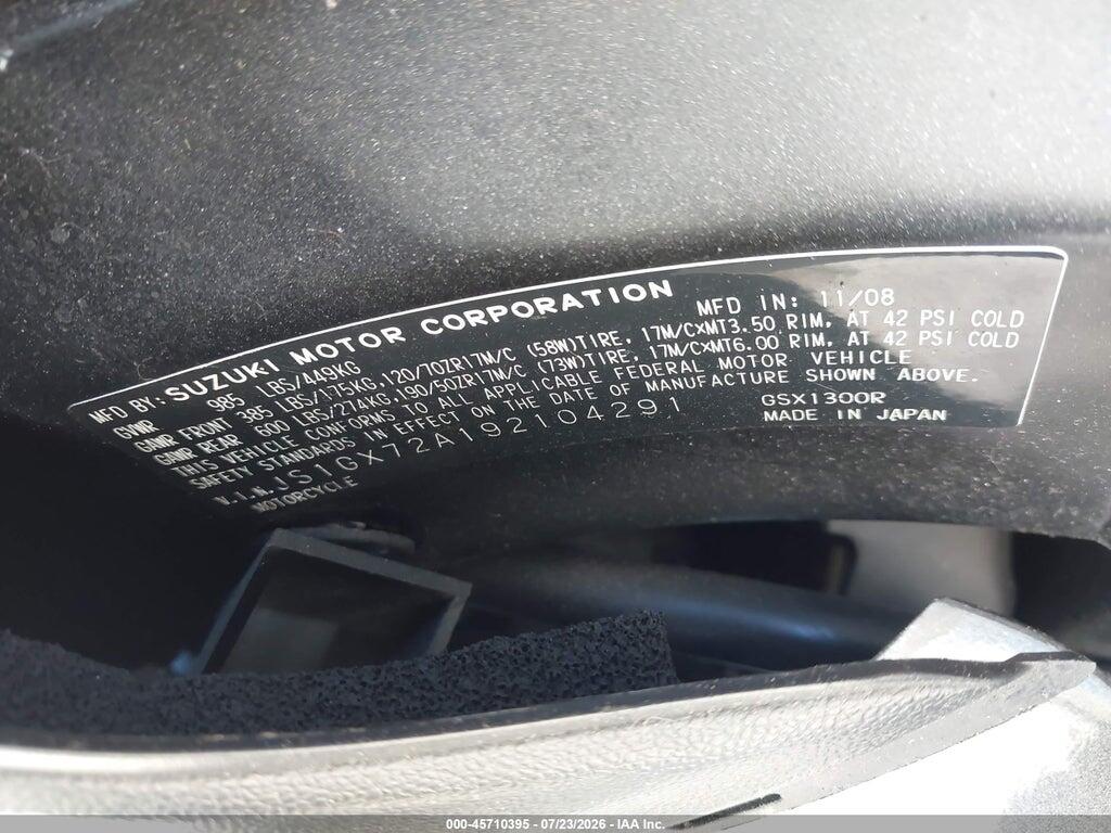 JS1GX72A192104291 2009 SUZUKI GSX1300 photo no. 10