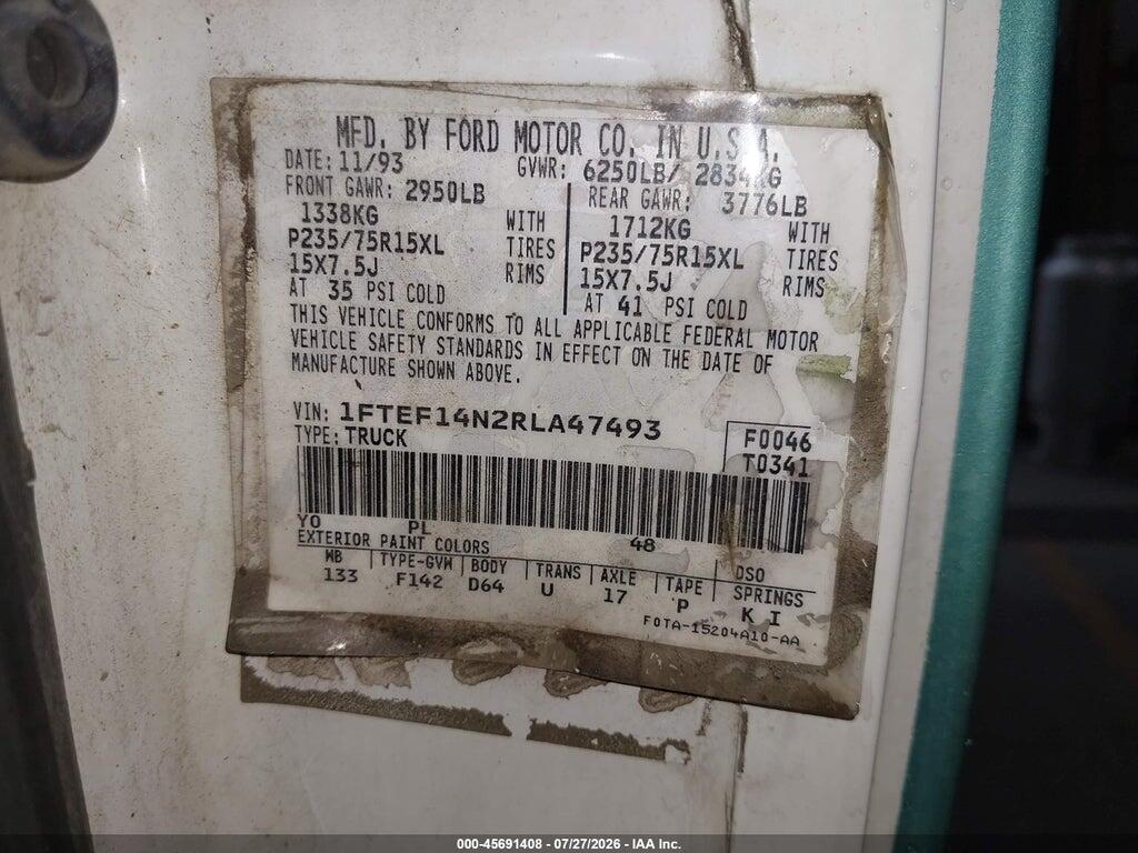 1FTEF14N2RLA47493 1994 FORD F150 photo no. 9