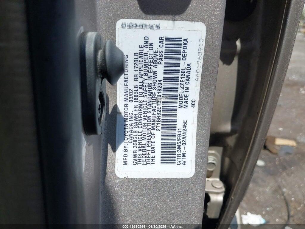 2T1BR32E13C018204 2003 TOYOTA COROLLA photo no. 9