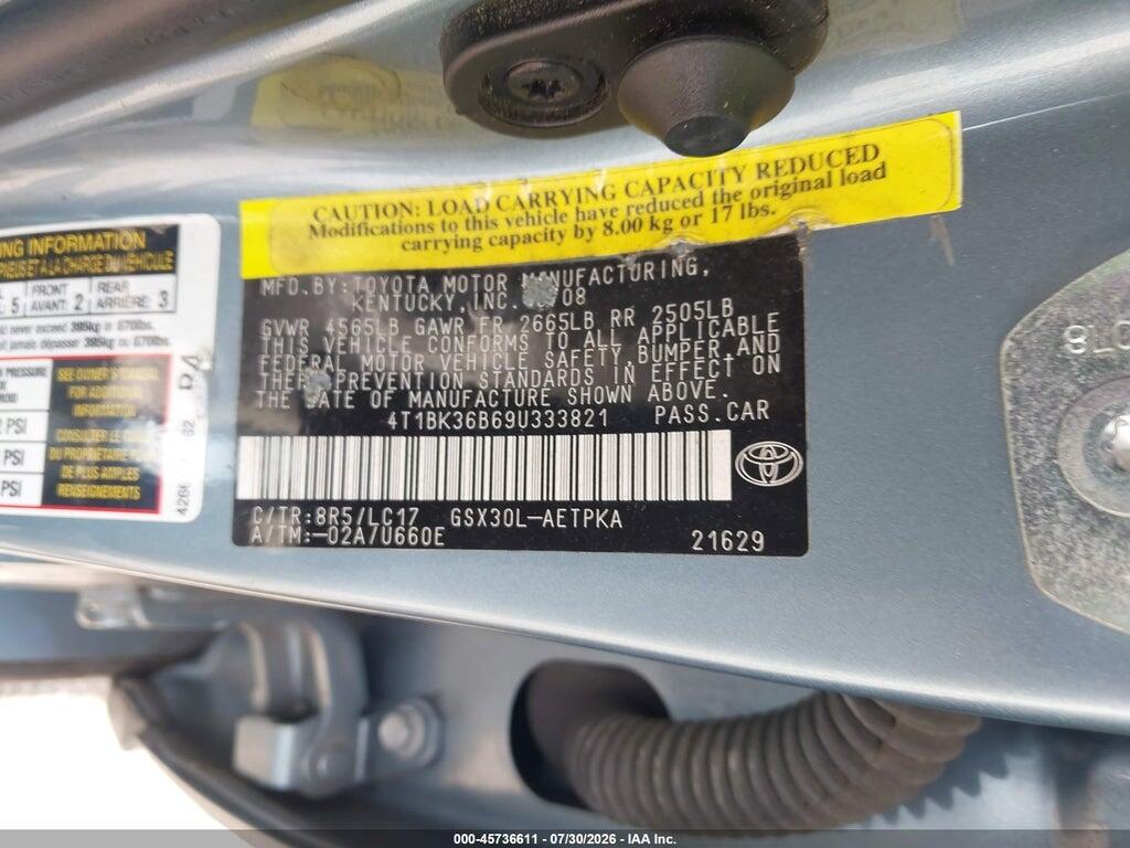 4T1BK36B69U333821 2009 TOYOTA AVALON photo no. 9