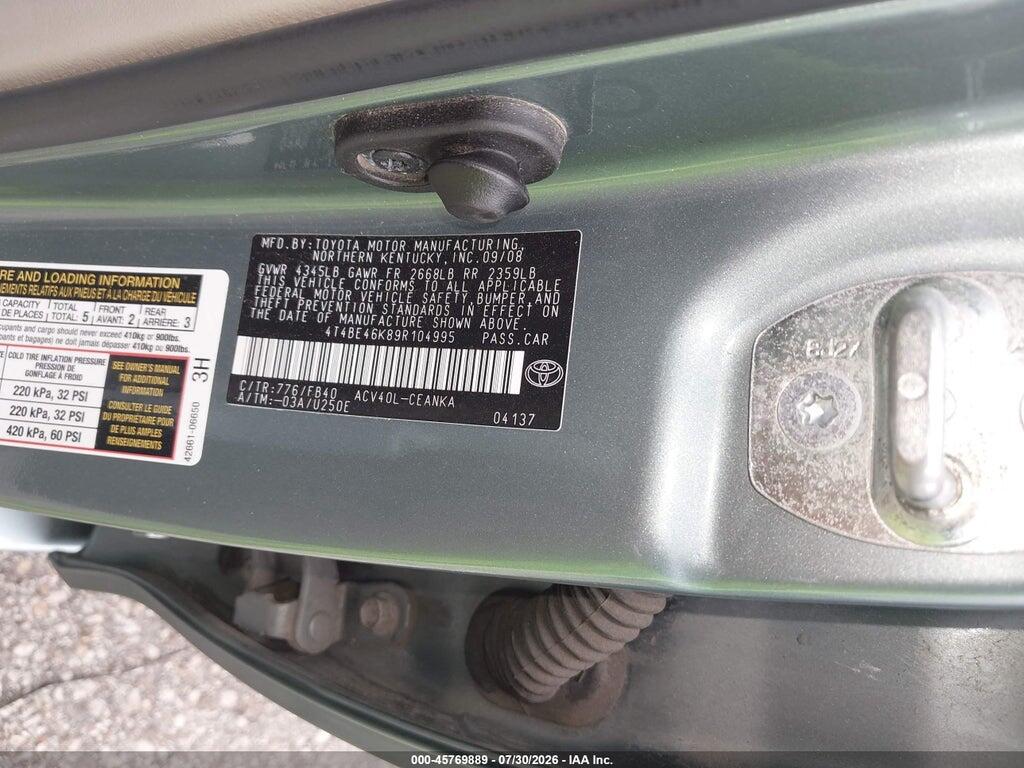 4T4BE46K89R104995 2009 TOYOTA CAMRY photo no. 9