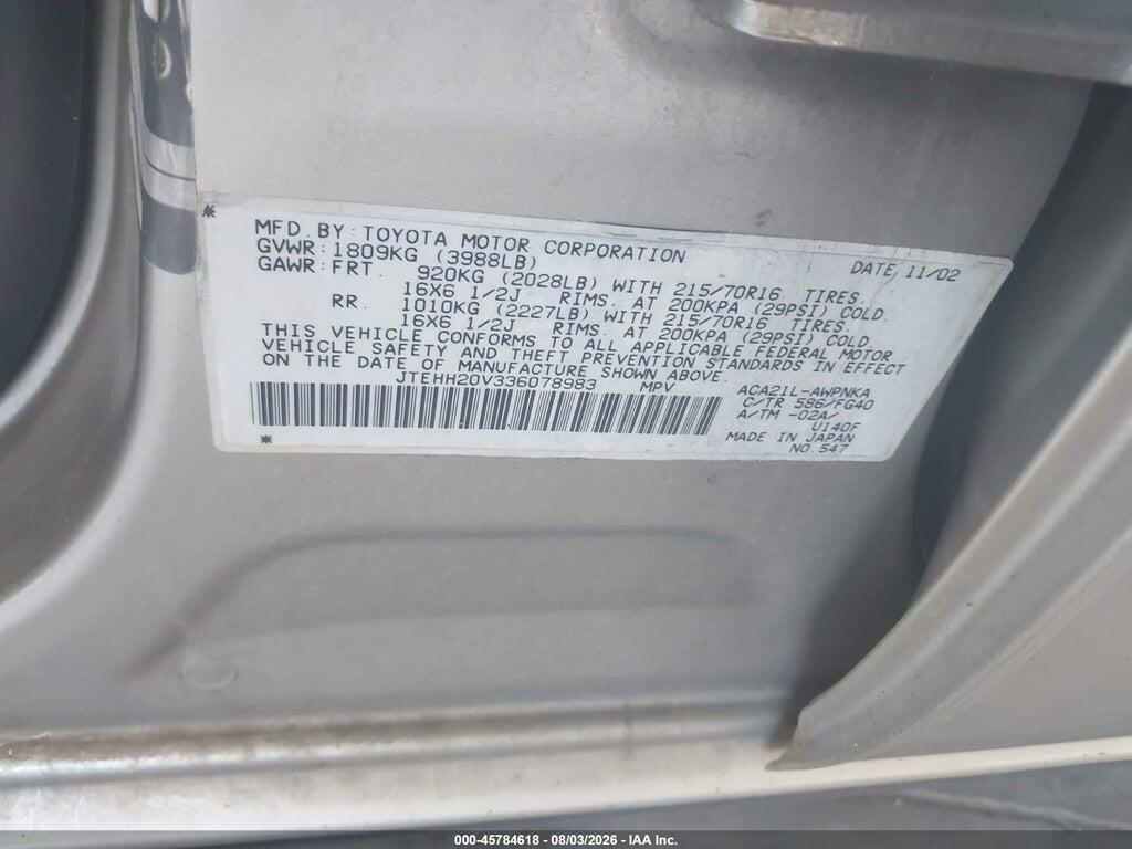 JTEHH20V336078983 2003 TOYOTA RAV4 photo no. 9