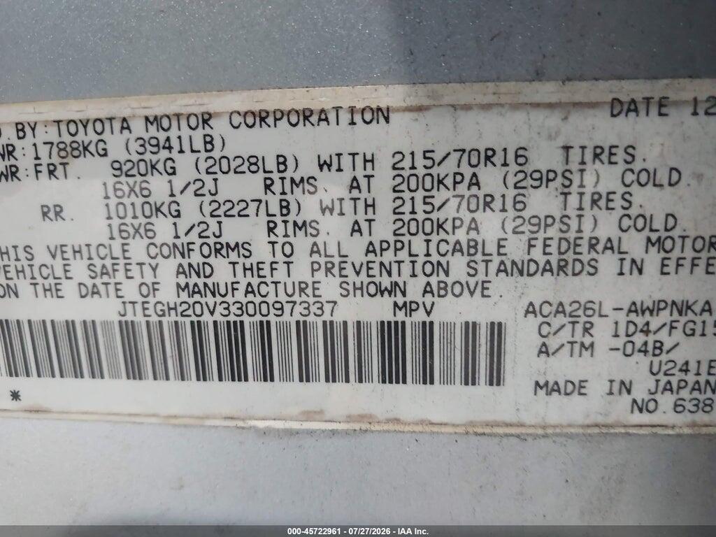 JTEGH20V330097337 2003 TOYOTA RAV4 photo no. 9