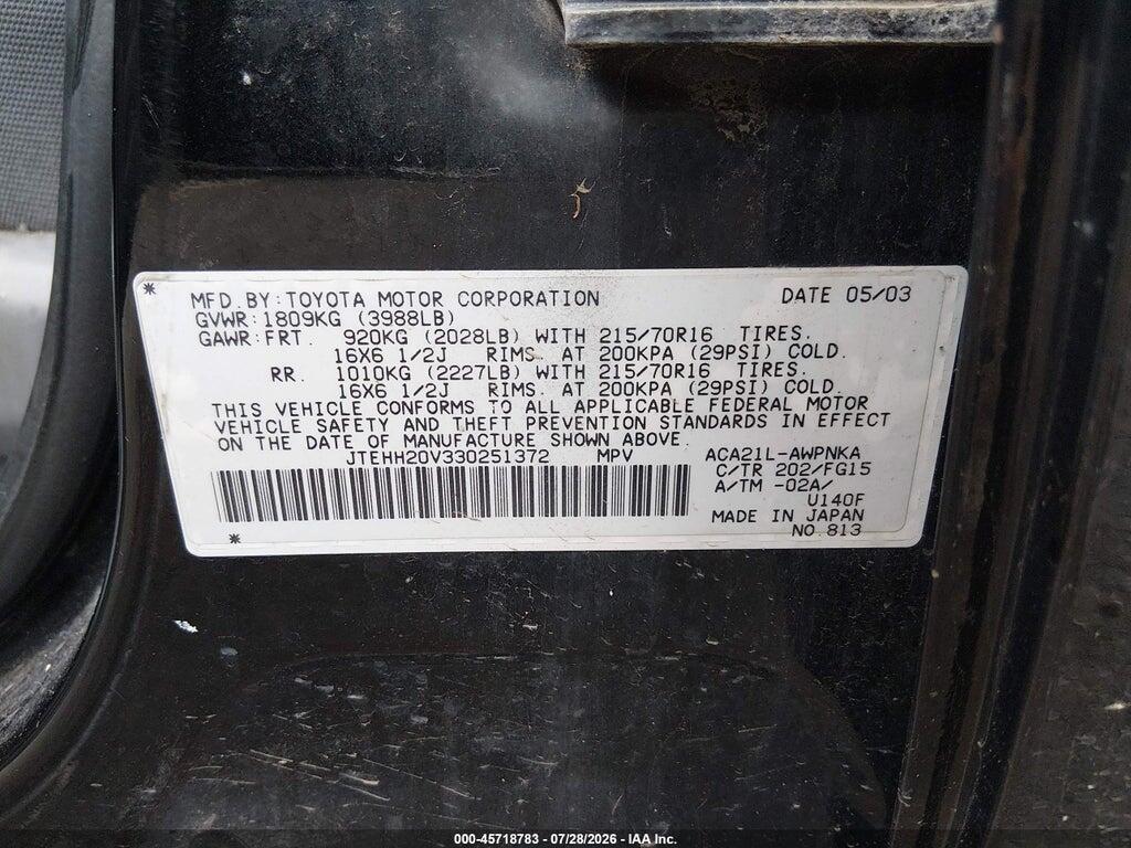 JTEHH20V330251372 2003 TOYOTA RAV4 photo no. 9