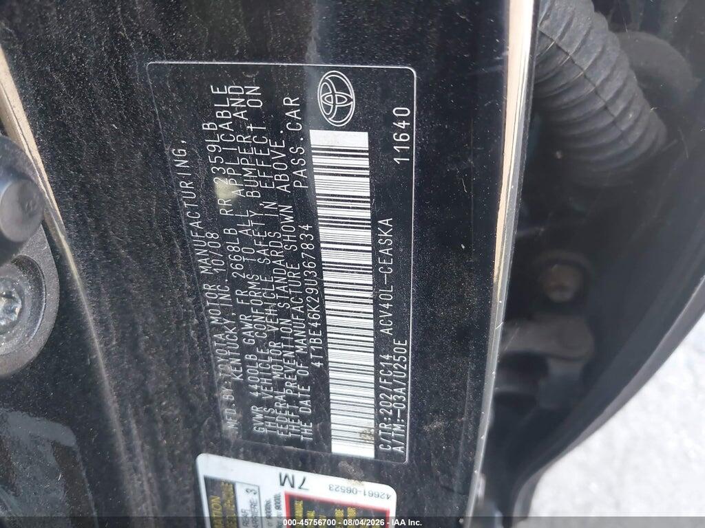 4T1BE46K29U367834 2009 TOYOTA CAMRY photo no. 9