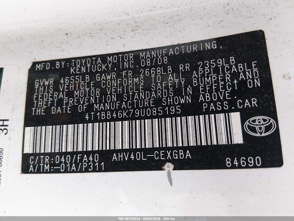 4T1BB46K79U085195 2009 TOYOTA CAMRY HYBRID photo no. 9