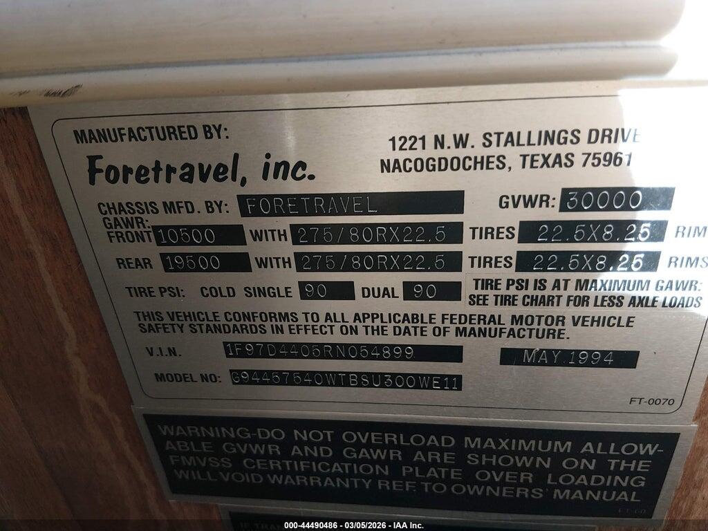 1F97D4405RN054899 1994 FORETRAVEL OTHER photo no. 9