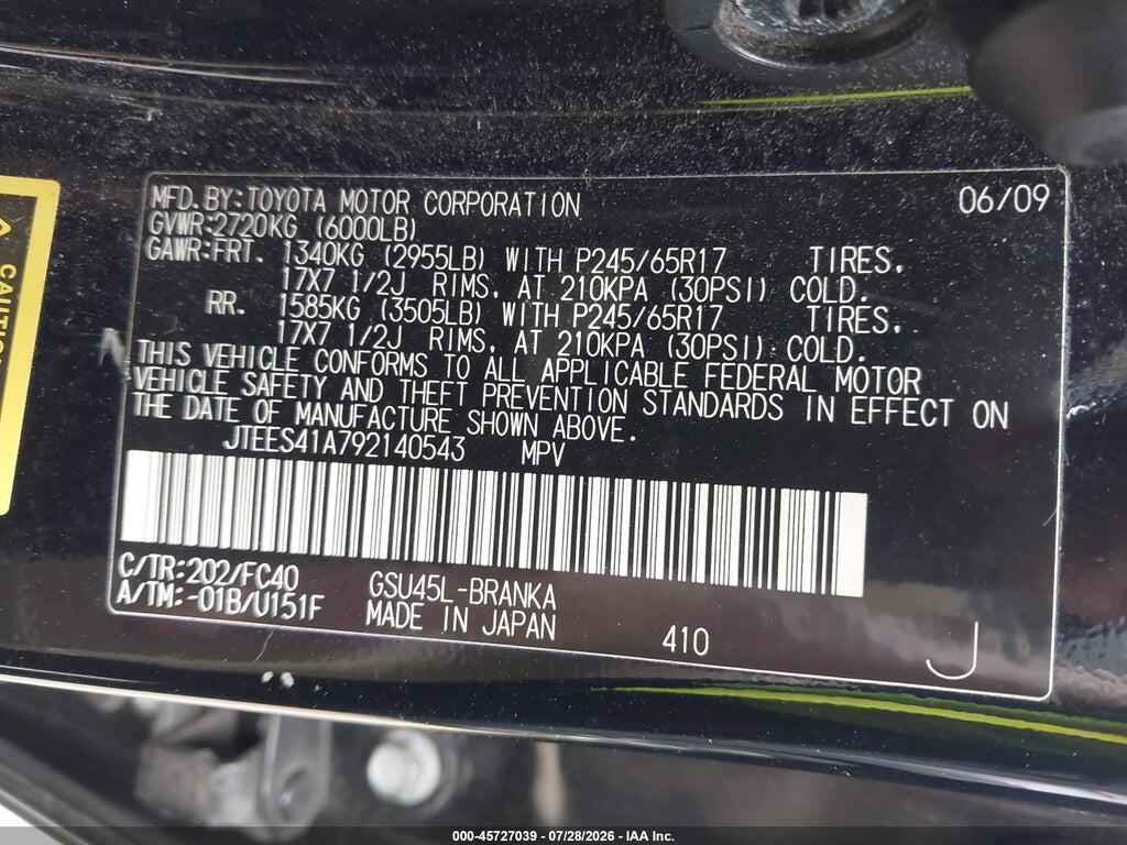JTEES41A792140543 2009 TOYOTA HIGHLANDER photo no. 9