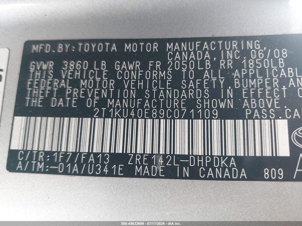 2T1KU40E89C071109 2009 TOYOTA MATRIX photo no. 9