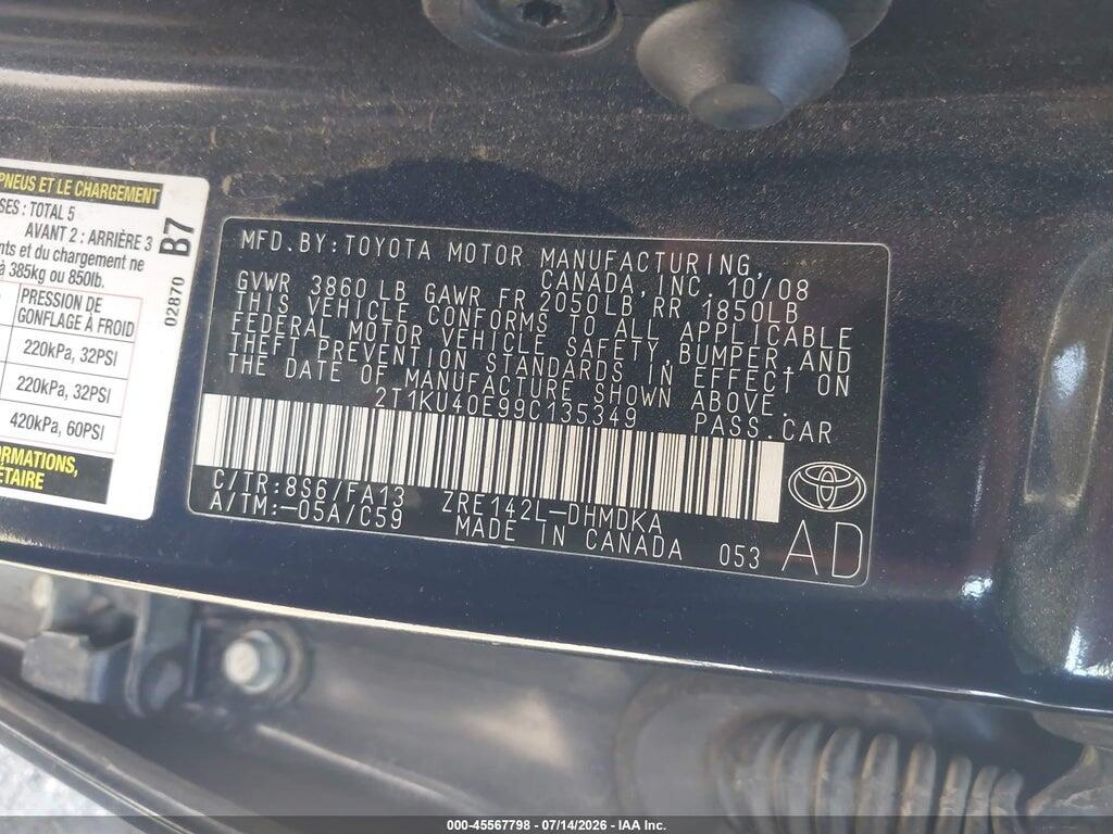 2T1KU40E99C135349 2009 TOYOTA MATRIX photo no. 9