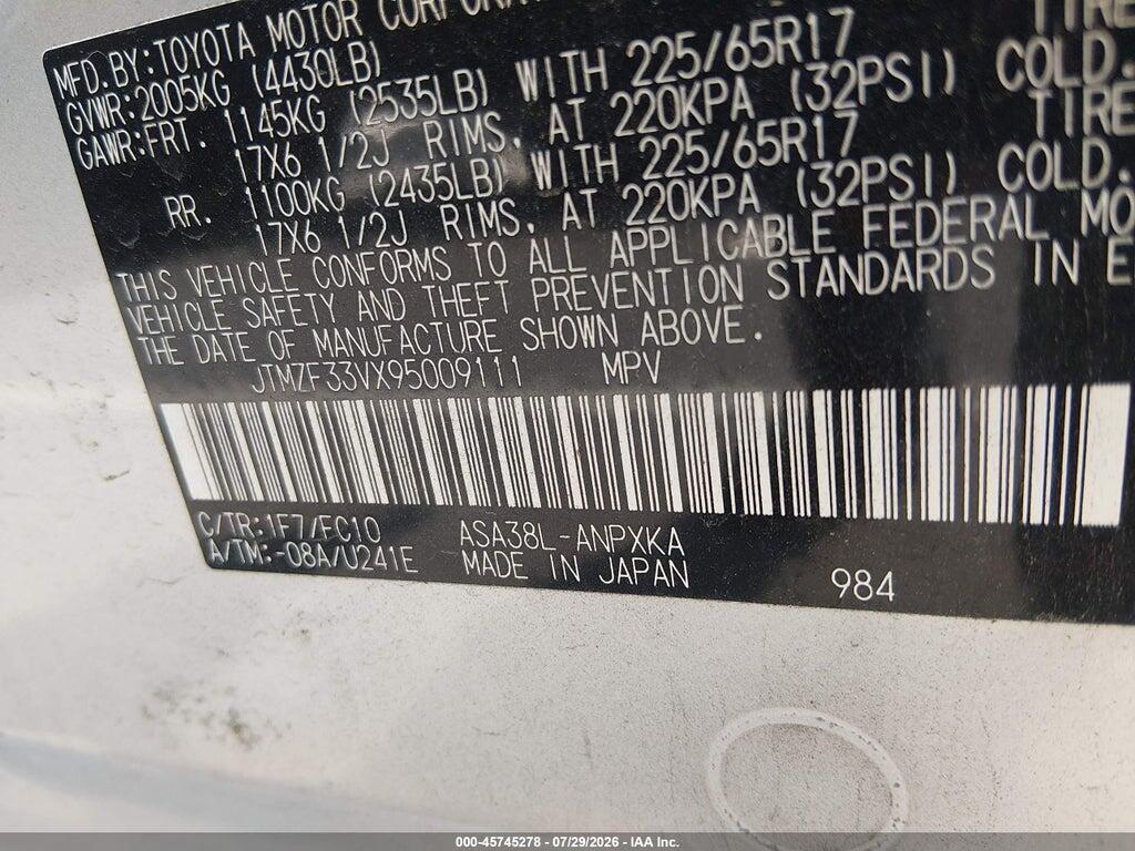 JTMZF33VX95009111 2009 TOYOTA RAV4 photo no. 9