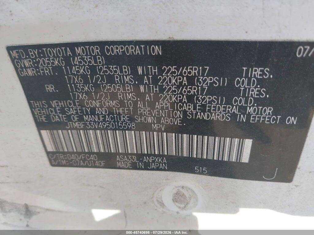 JTMBF33V495015598 2009 TOYOTA RAV4 photo no. 9