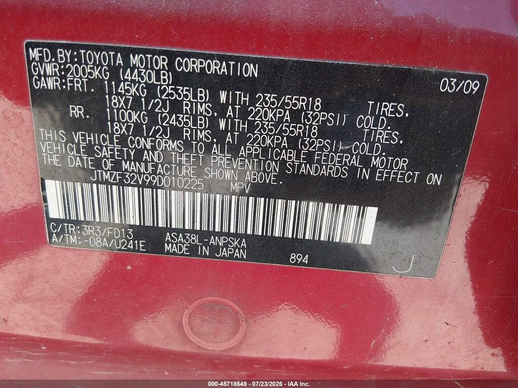 JTMZF32V99D010225 2009 TOYOTA RAV4 photo no. 9