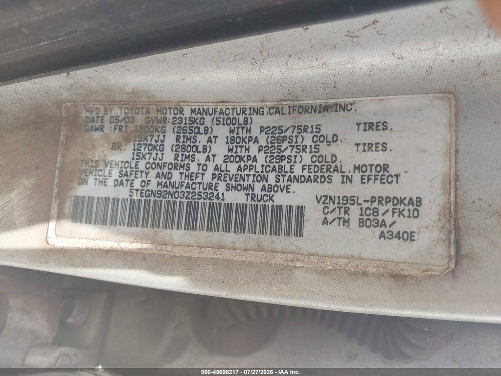 5TEGN92N03Z253241 2003 TOYOTA TACOMA photo no. 9