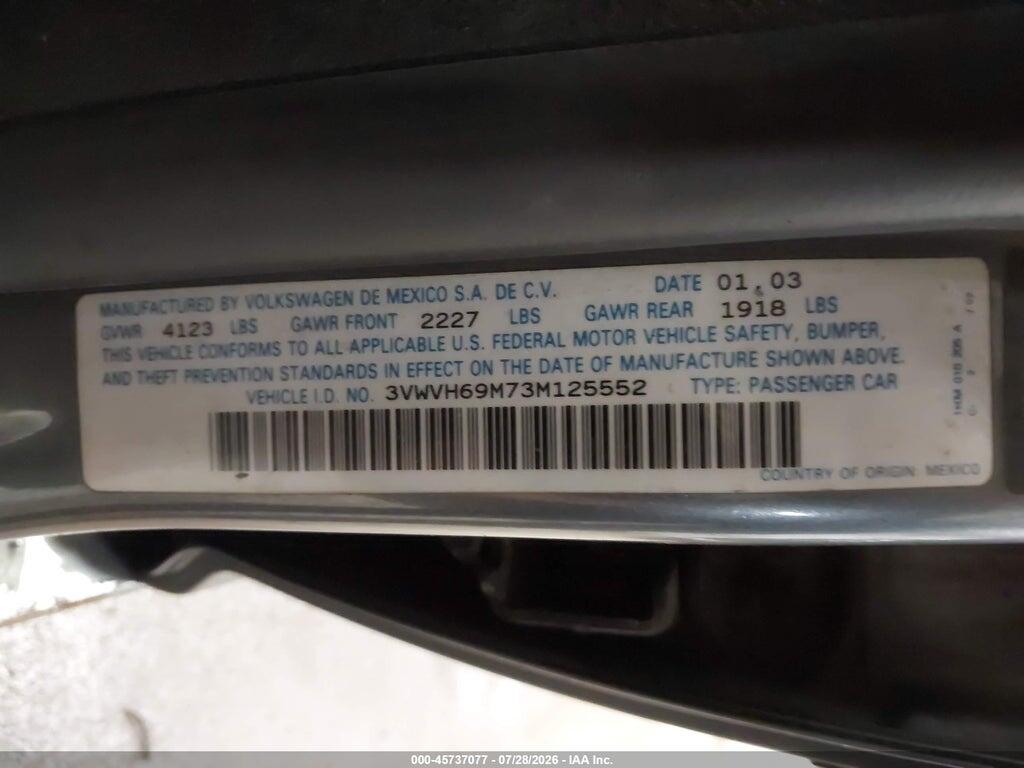 3VWVH69M73M125552 2003 VOLKSWAGEN JETTA photo no. 9