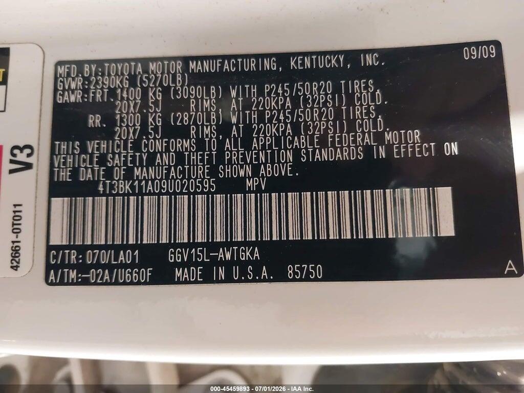 4T3BK11A09U020595 2009 TOYOTA VENZA photo no. 9