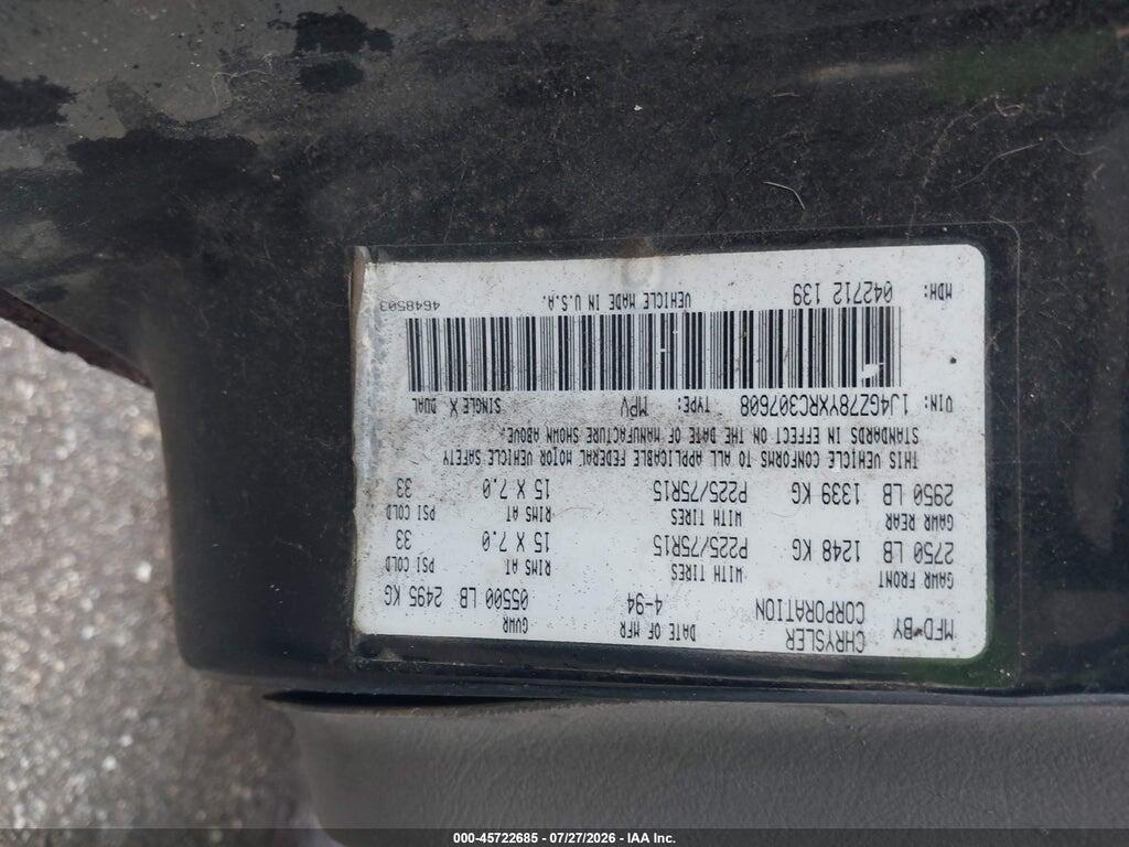1J4GZ78YXRC307608 1994 JEEP GRAND CHEROKEE photo no. 9