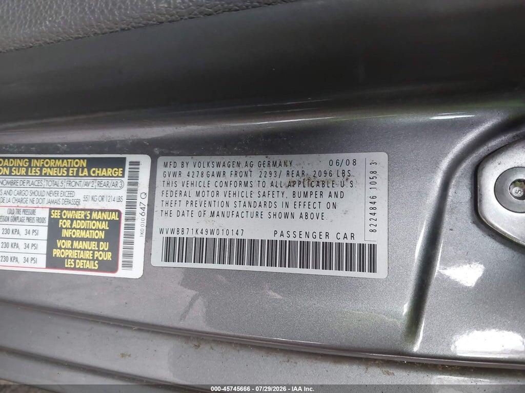 WVWBB71K49W010147 2009 VOLKSWAGEN RABBIT photo no. 9