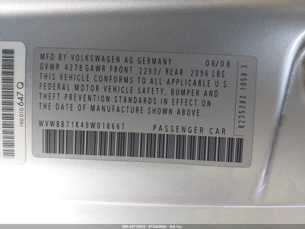 WVWBB71K49W018667 2009 VOLKSWAGEN RABBIT photo no. 9