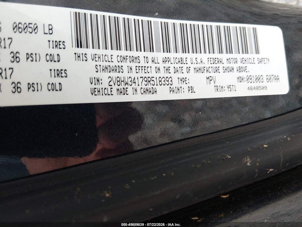 2V8HW34179R518393 2009 VOLKSWAGEN ROUTAN photo no. 9