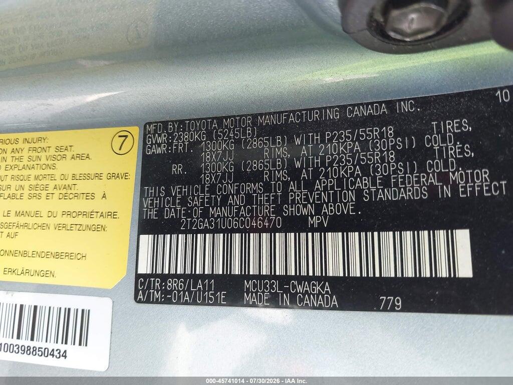 2T2GA31U06C046470 2006 LEXUS RX 330 photo no. 9